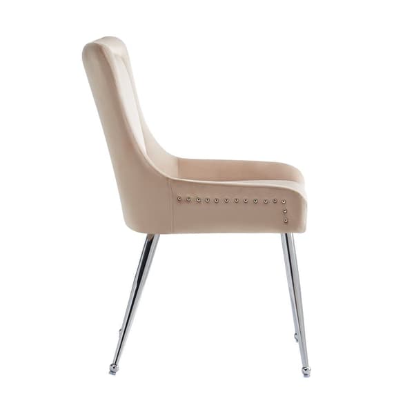 Set med 2 stolar - Sammet av hög kvalitet - Modern stil - Beige