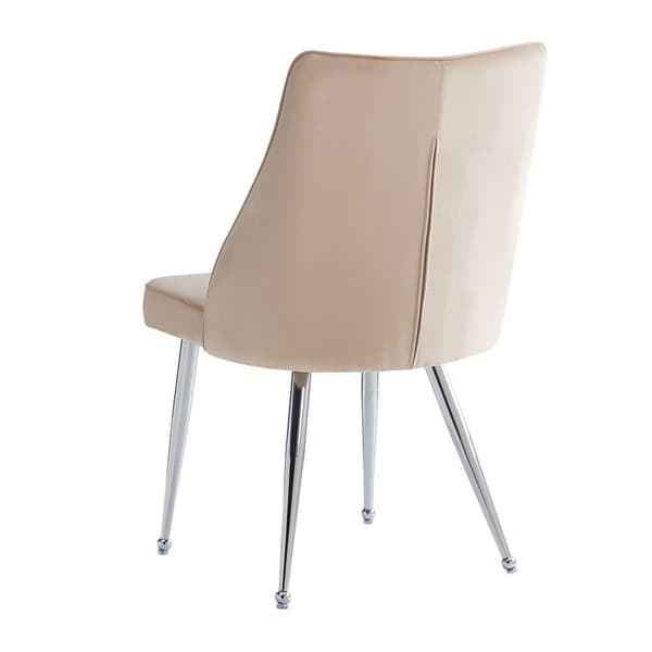 Sæt med 2 stole - Fløjl af høj kvalitet - Metalfødder - Beige