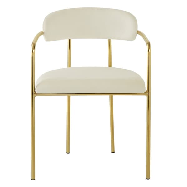 Set med 2 sammetsstolar - Modern stil - Förgylld järnram - Vit och guld