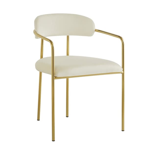 Set med 2 sammetsstolar - Modern stil - Förgylld järnram - Vit och guld