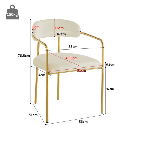 Set med 2 sammetsstolar - Modern stil - Förgylld järnram - Vit och guld