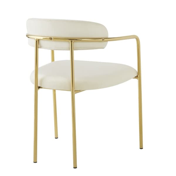 Sæt med 6 fløjlsstole - Moderne stil - Forgyldt jernstel - Hvid og guld