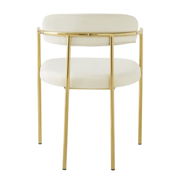 Sæt med 6 fløjlsstole - Moderne stil - Forgyldt jernstel - Hvid og guld