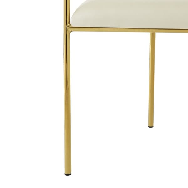 Sæt med 6 fløjlsstole - Moderne stil - Forgyldt jernstel - Hvid og guld