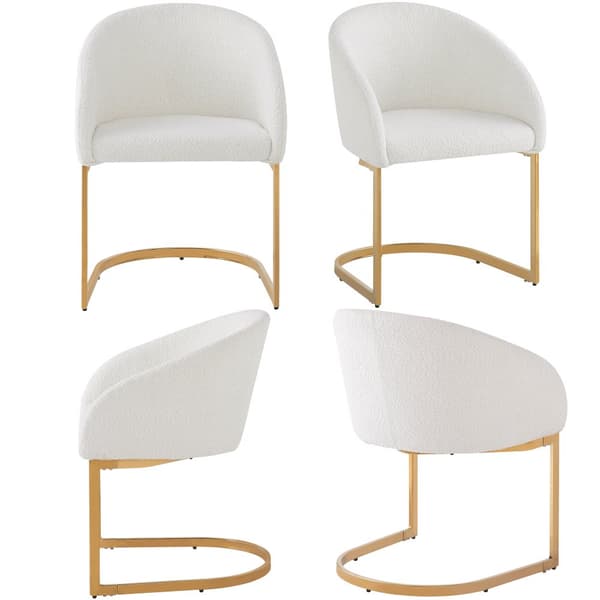 Uppsättning med 4 karmstolar i beige franskt frottétyg
