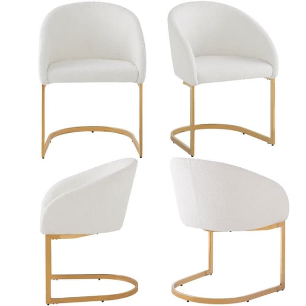 Uppsättning med 4 karmstolar i beige franskt frottétyg