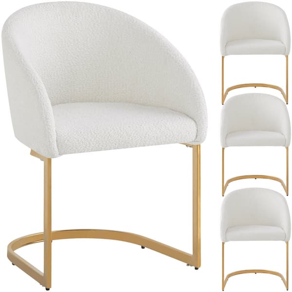 Uppsättning med 4 karmstolar i beige franskt frottétyg