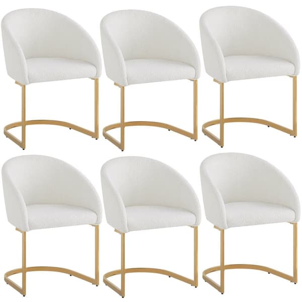 Sæt med 6 stole i beige frotté