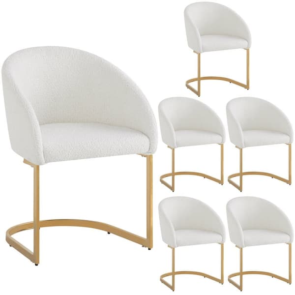Sæt med 6 stole i beige frotté