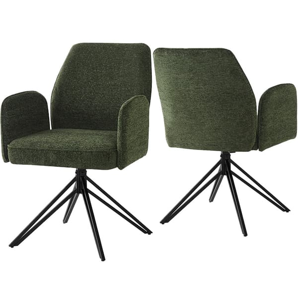 Set om 2 snurrfåtöljer med armstöd - sammet - modern stil - grangrön
