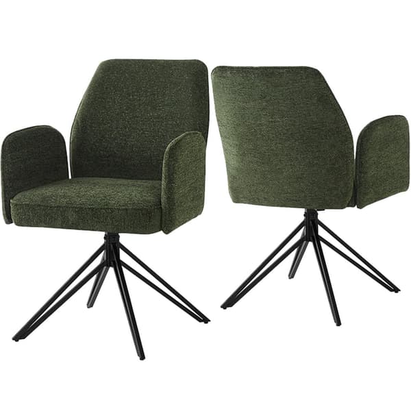 Set om 2 snurrfåtöljer med armstöd - sammet - modern stil - grangrön