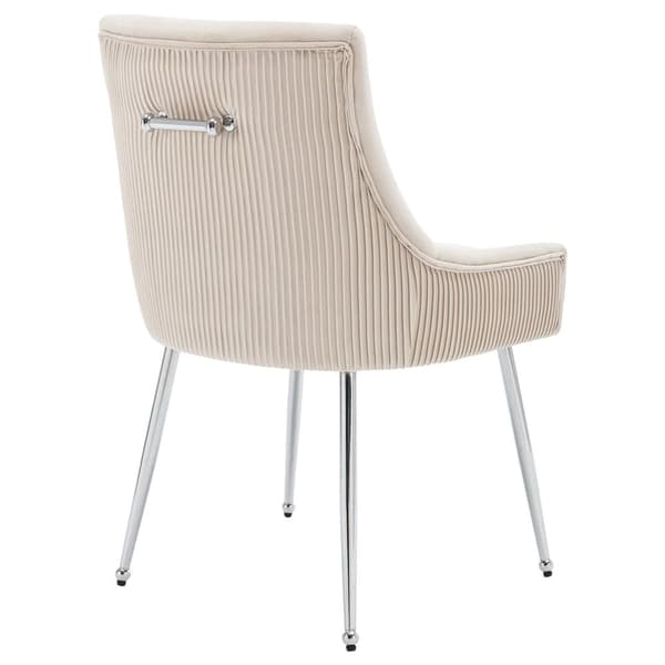 Set om 2 stoppade sammetsstolar med pläterade ben - Beige och silver