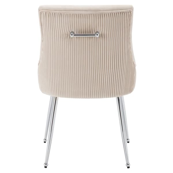 Set om 2 stoppade sammetsstolar med pläterade ben - Beige och silver