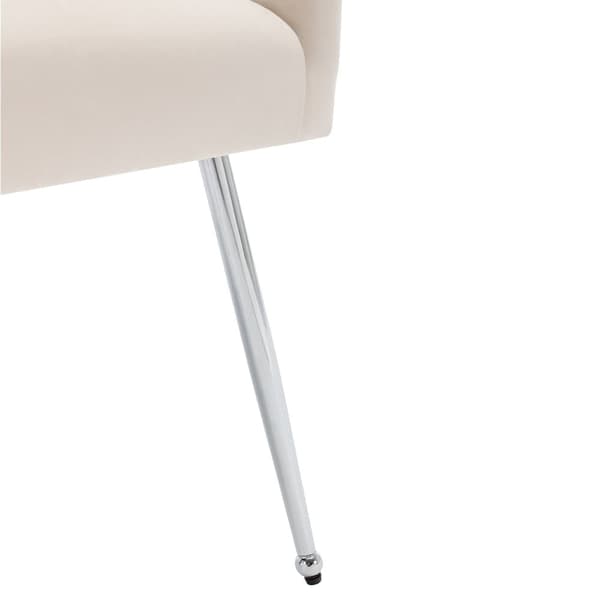 Set om 2 stoppade sammetsstolar med pläterade ben - Beige och silver