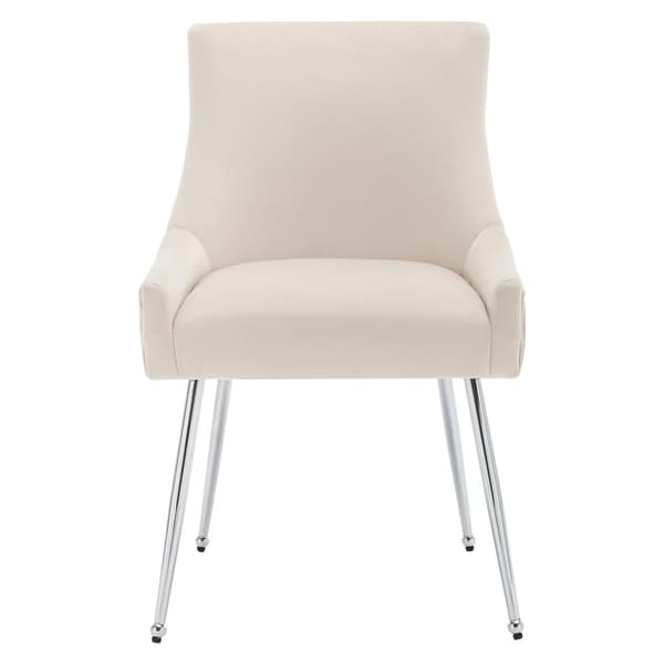 Set om 4 stoppade sammetsstolar med pläterade ben - Beige och silver