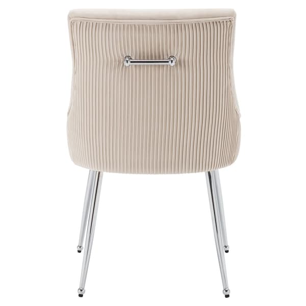 Set om 4 stoppade sammetsstolar med pläterade ben - Beige och silver
