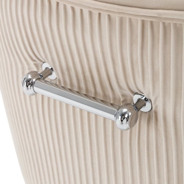 Set om 4 stoppade sammetsstolar med pläterade ben - Beige och silver