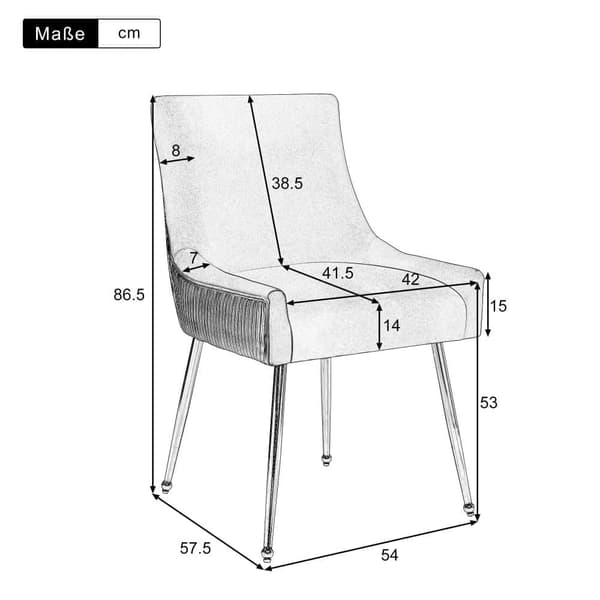 Set om 4 stoppade sammetsstolar med pläterade ben - Beige och silver