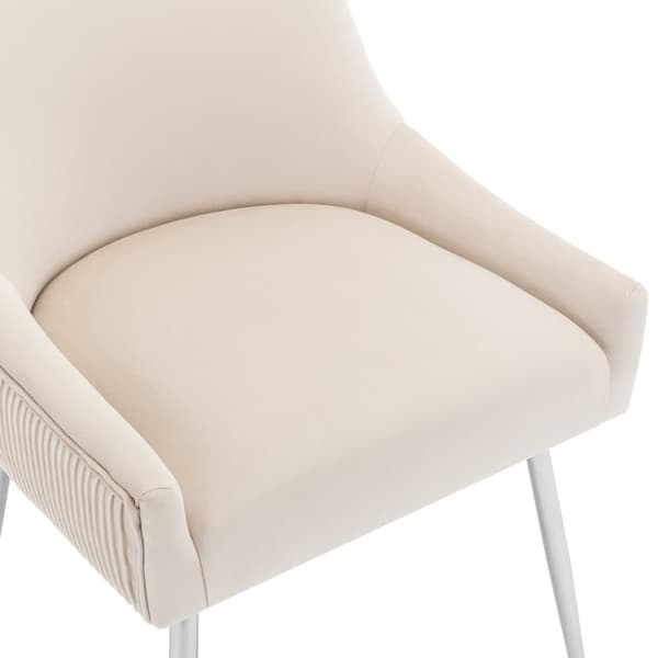 6 samettipäällysteisen tuolin sarja kullatuilla jaloilla - beige ja hopea