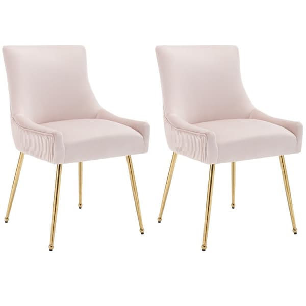 Set om 2 stolar med pläterade ben - guld och rosa