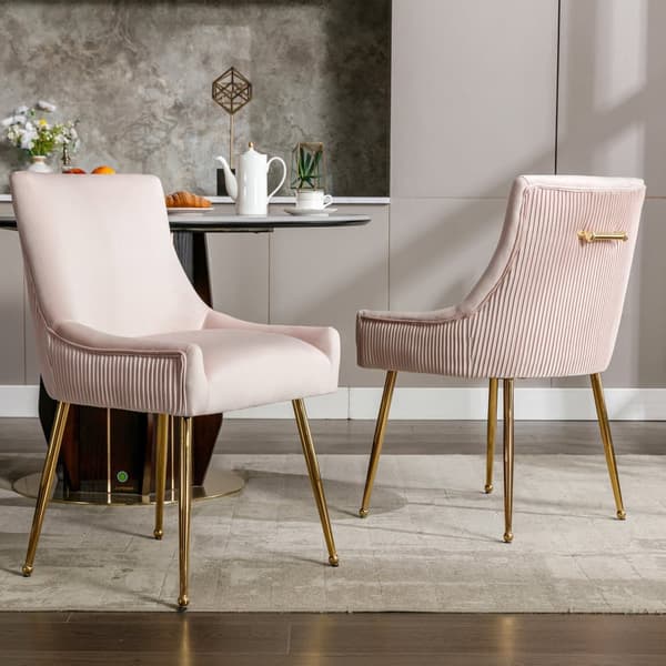 Set om 2 stolar med pläterade ben - guld och rosa