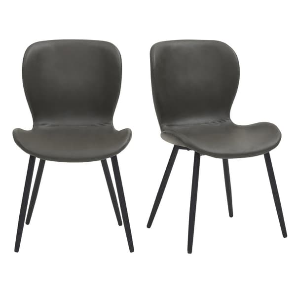 Set med 2 stolar i konstläder - svarta justerbara ben - grå