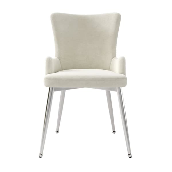 4 samettituolin sarja - hopeanväriset metallijalat - beige