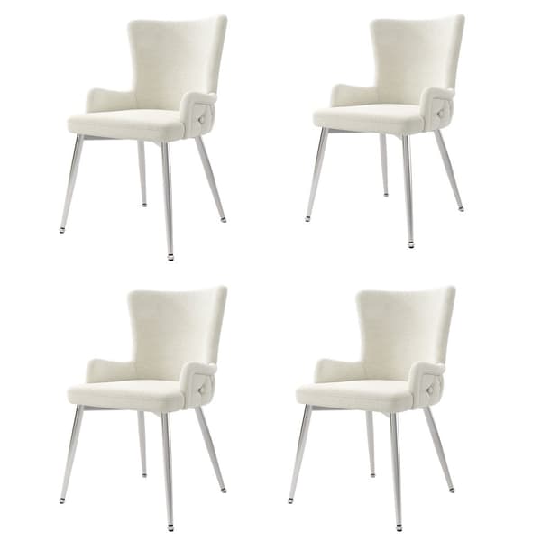4 samettituolin sarja - hopeanväriset metallijalat - beige
