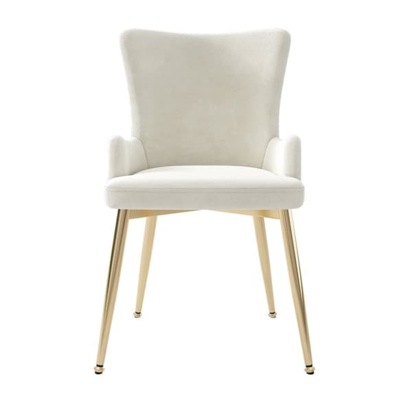 Set med 2 sammetsstolar - gyllene metallben - beige