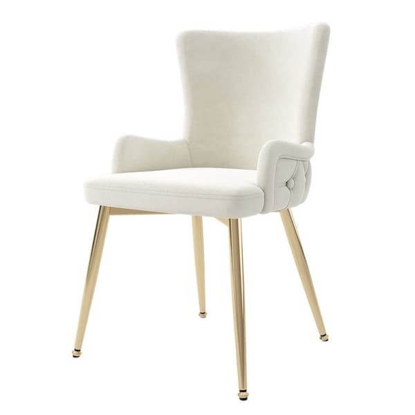 Set med 2 sammetsstolar - gyllene metallben - beige