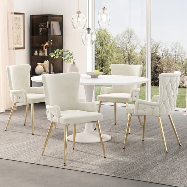 4 samettituolin sarja - kultaiset metallijalat - beige
