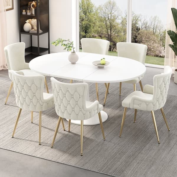 6 samettituolin sarja - kultaiset metallijalat - beige