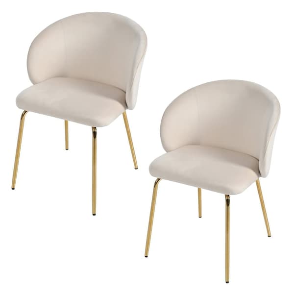 2 samettisen nojatuolin sarja - Kullatut metallijalat - Beige