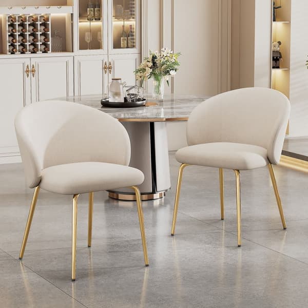 2 samettisen nojatuolin sarja - Kullatut metallijalat - Beige