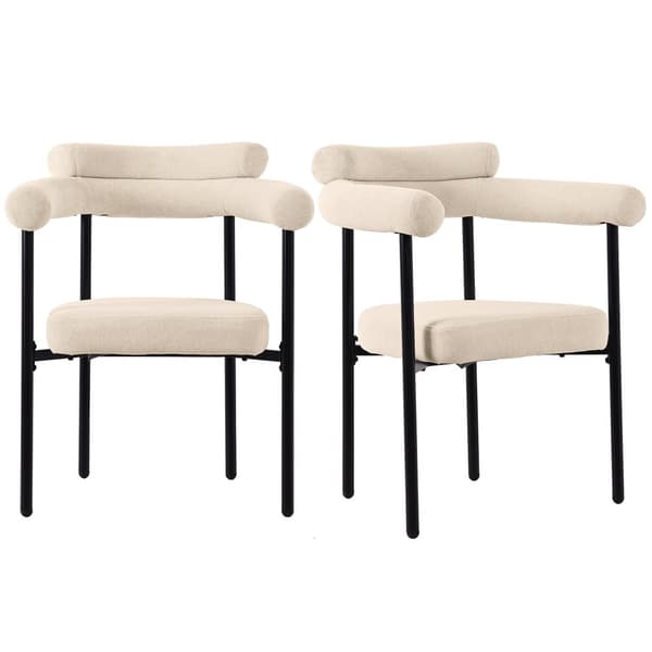 Set med 2 sammetsstolar - med armstöd - Beige