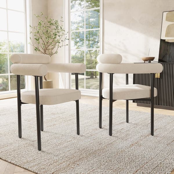 Set med 2 sammetsstolar - med armstöd - Beige
