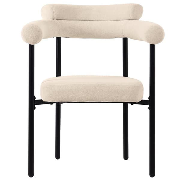 Sæt med 4 fløjlsstole - med armlæn - Beige