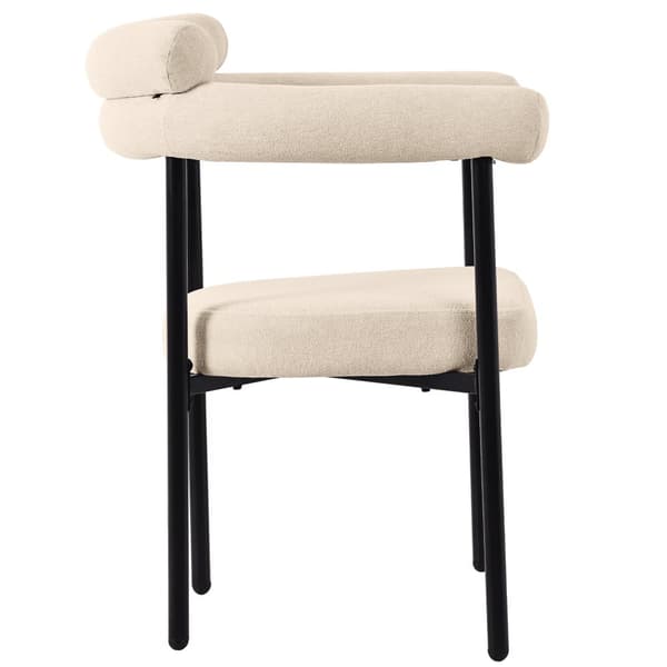 Sæt med 4 fløjlsstole - med armlæn - Beige