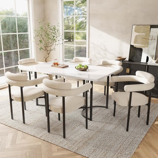 6 samettituolin sarja - käsinojilla - beige