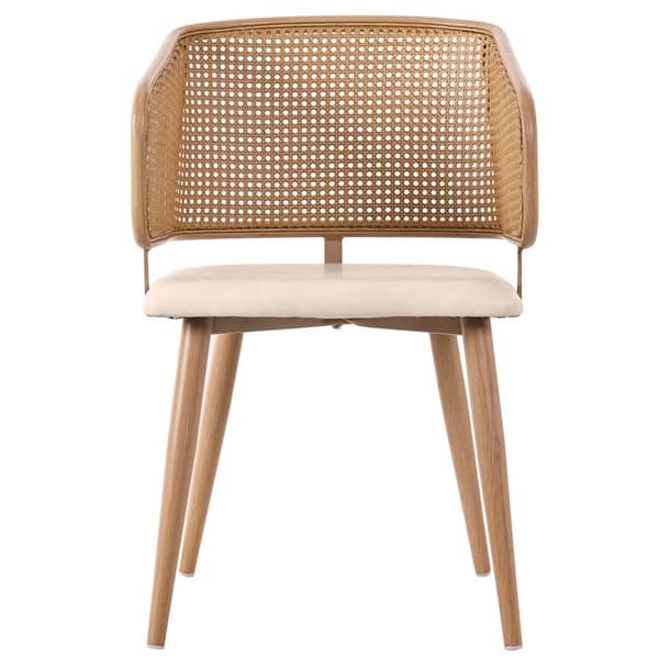 Set aus 6 Stühlen mit Rattanrückenlehne - beige Art Leader Polstring - Metalben - braun