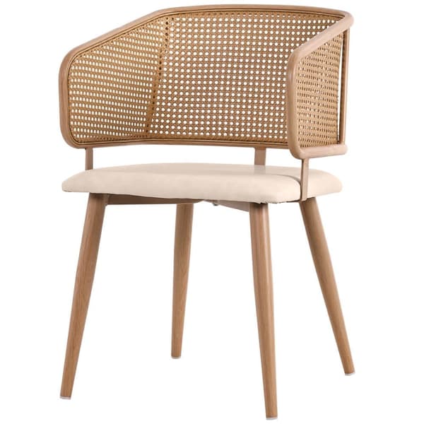 Set aus 6 Stühlen mit Rattanrückenlehne - beige Art Leader Polstring - Metalben - braun