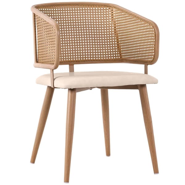 Set aus 6 Stühlen mit Rattanrückenlehne - beige Art Leader Polstring - Metalben - braun