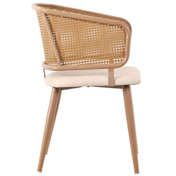 Set aus 6 Stühlen mit Rattanrückenlehne - beige Art Leader Polstring - Metalben - braun