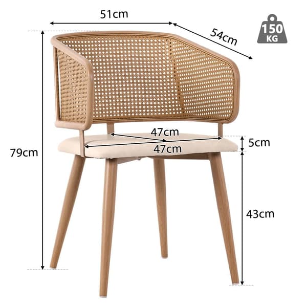 Set aus 6 Stühlen mit Rattanrückenlehne - beige Art Leader Polstring - Metalben - braun