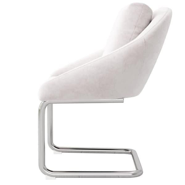 Sæt med 4 fløjlsstole - Metalstruktur - Beige