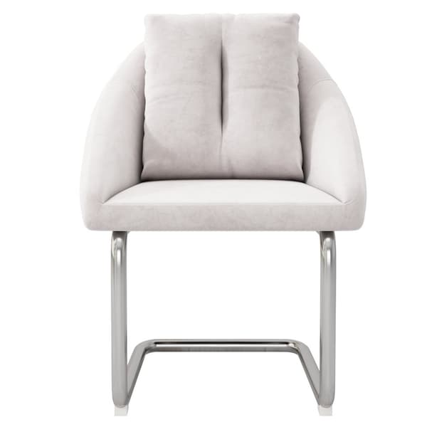 Sæt med 6 fløjlsstole - Metalstruktur - Beige