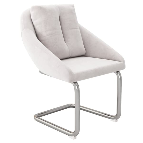 Sæt med 6 fløjlsstole - Metalstruktur - Beige