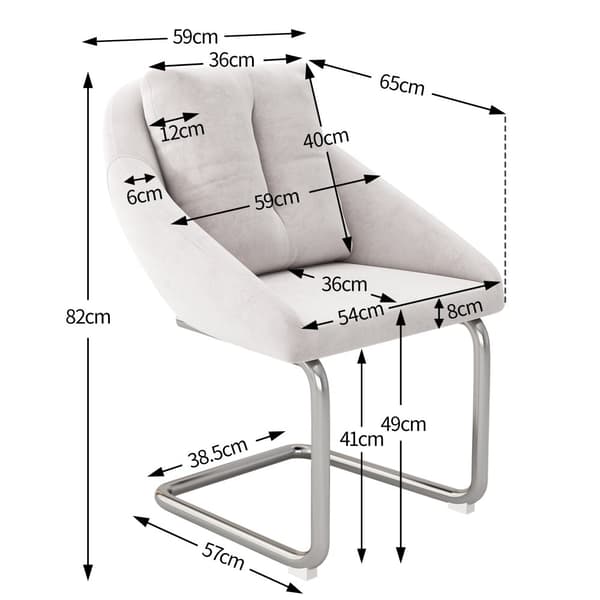 Sæt med 6 fløjlsstole - Metalstruktur - Beige