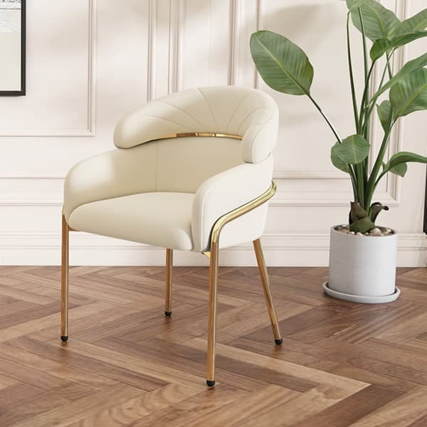 1 sammetsfåtölj - med 4 gyllene metallben - Beige