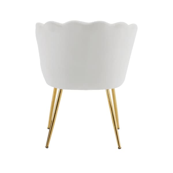 2 samettituolin sarja - terälehden muotoisella selkänojalla - kultaiset metallijalat - beige